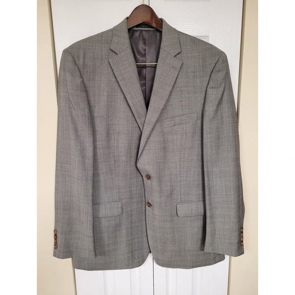 LAUREN Ralph Lauren Mens Gray Plaid 100% Wool Sport Coat‎ Blazer Jacket Size 44R